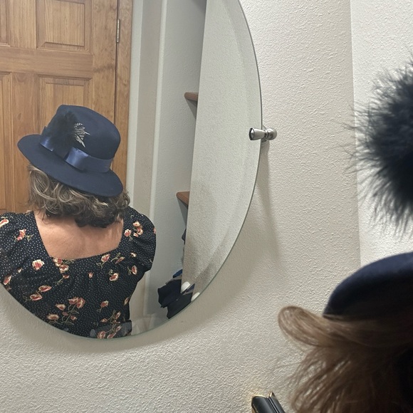 Elegant Navy Blue Women's Fedora - Picture 7 of 9